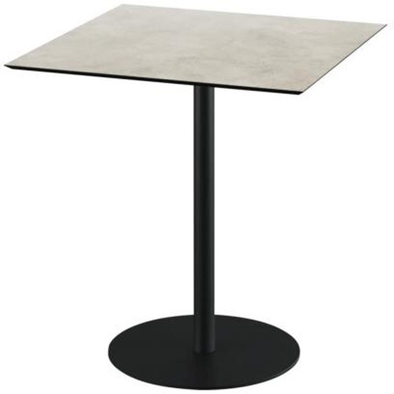 Urban - Table de terrasse, structure noire + plateau en stratifié haute pression Moonstone, 70 x 70 cm, 1 pièce