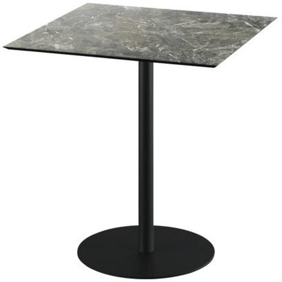 Urban - Table de terrasse, structure noire + plateau HPL effet marbre Galaxy, 70 x 70 cm, 1 pièce