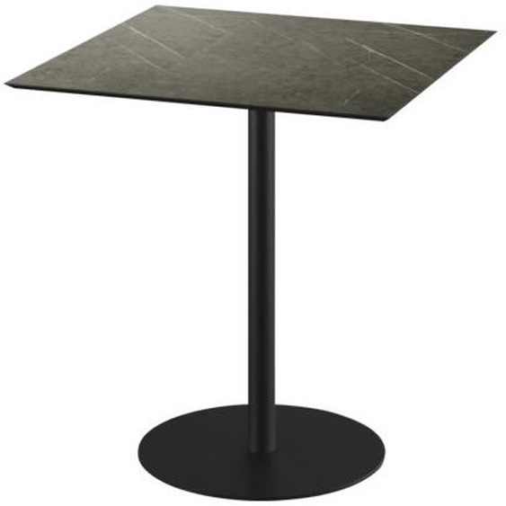 Urban - Table de terrasse, structure noire + plateau HPL effet marbre Midnight, 70 x 70 cm, 1 pièce