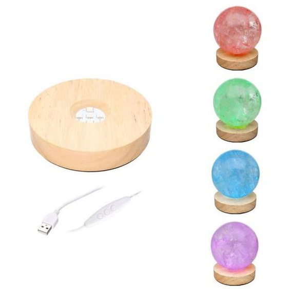 USB Wooden LED Light Base for Display of Objects - Lampe de table décorative 11874VC