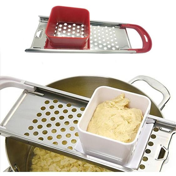 Ustensile de cuisine pour la préparation de spätzle et de nouilles aux ufs, en acier inoxydable (rouge)