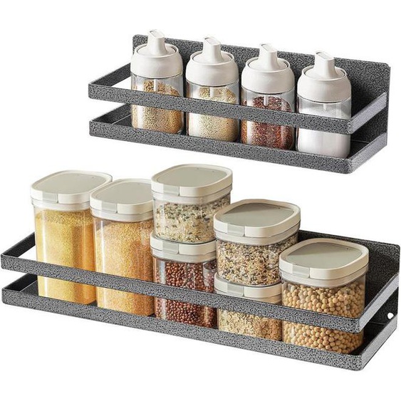 Uten Lot de 2 Étagère à Épices Magnétique,Étagère à Épices Magnétique Pour Réfrigérateur,Étagère à Épices Murale – Gris