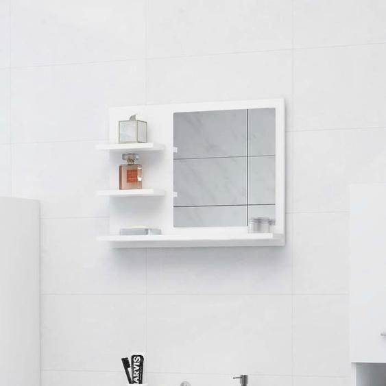 UU*NEW Miroir de salle de bain - blanc 60x10,5x45 cm - Bois d’ingénierie 805006