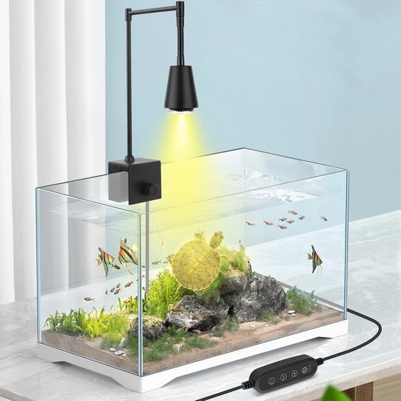UVA UVB Lampe chauffante pour reptiles, lampe chauffante daquarium pour tortues avec clip, lampe chauffante avec pince pour tortue, lézard, serpent, 25W/50W 2 ampoules E27
