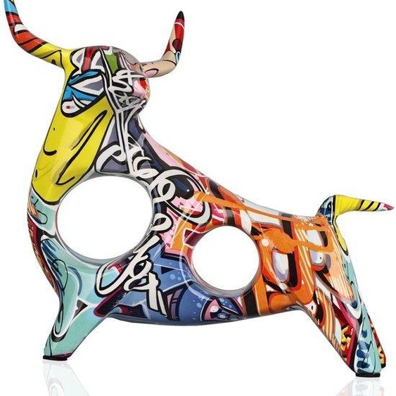 uvre dart en résine, sculpture minimaliste représentant un taureau, colorée, originale, sculpture abstraite représentant un taureau, objet de décoration pour le salon, la bibliothèque ou une table