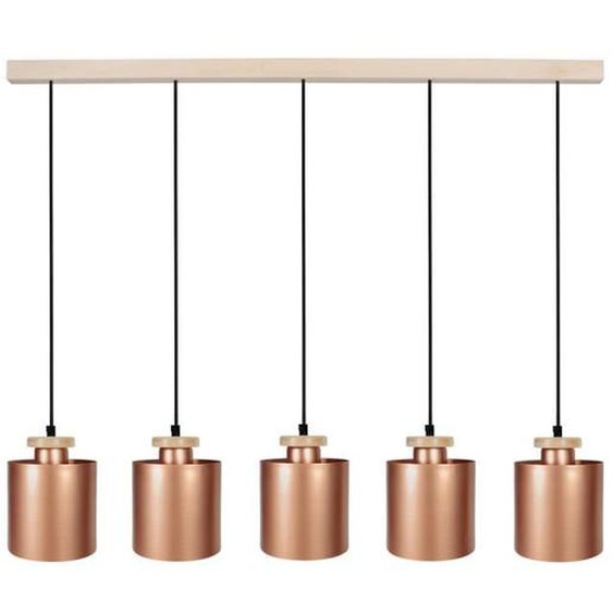 UZIBUZE-Suspension bar métal  naturel Abat-jour: cylindre métal cuivre 5 ampoules E27 inspiration nordique P90xD13,5xH90cm
