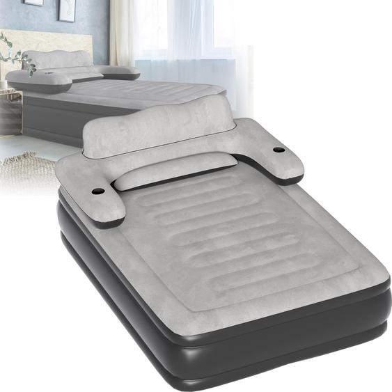 VA-Cerulean Matelas à air Camping Auto-gonflant Lit à air Matelas gonflable avec pompe électrique incorporée Avec bagage à main (Lit à air 2 personnes avec dossier, 195×145×42cm)
