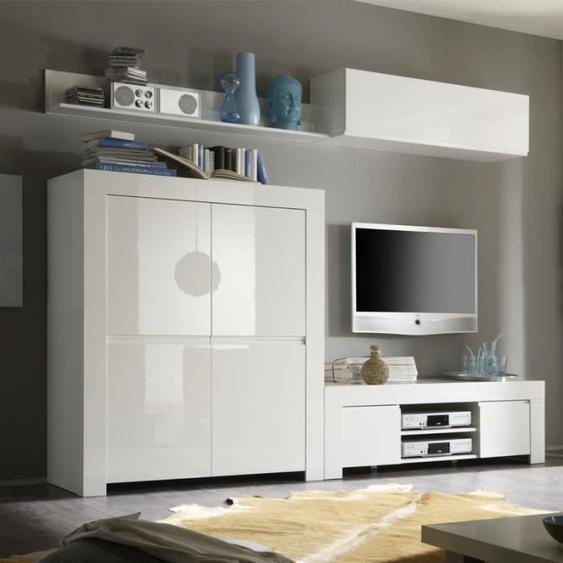 Vaisselier 4 portes laqué Blanc brillant - PISA - L 119 x l 50 x H 140