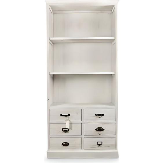 Vaisselier Bois Cerusé Blanc 6 Tiroirs - DECORATION DAUTREFOIS