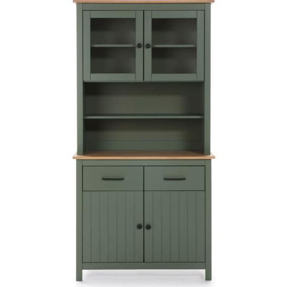 Vaisselier - HOMIFAB - Ida - 4 portes - 2 tiroirs - Vert - Bois massif