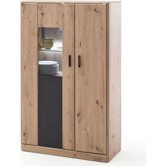 Vaisselier - vitrine coloris chêne - Longueur 89 x Hauteur 143 x Profondeur 39 cm
