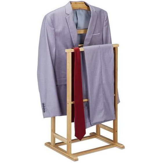 Relaxdays Valet de chambre, porte vêtements en bambou, femme et homme, vestiaire, HxLxP: 98,5 x 47 x 36 cm, naturel