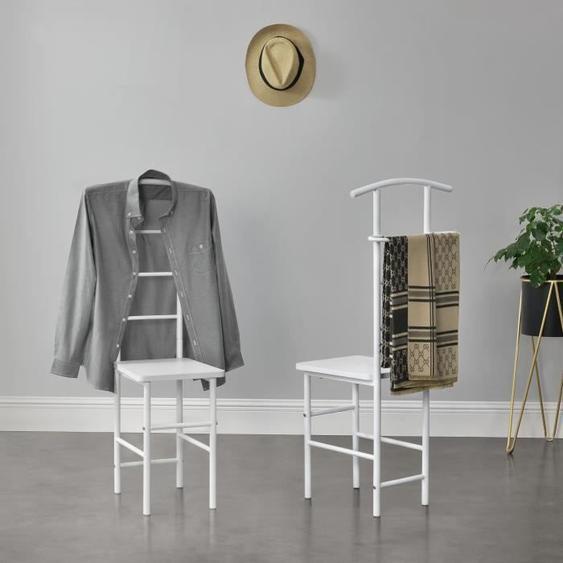 Valet de Chambre Anaheim Métal MDF Blanc