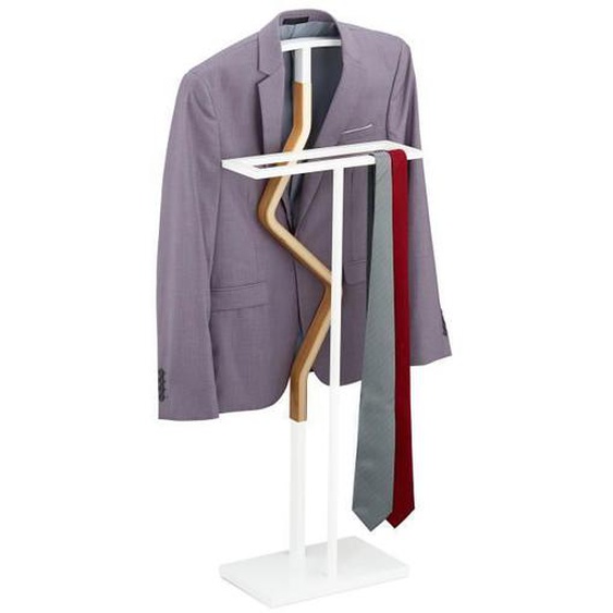 Valet de chambre en bois et métal blanc - RELAXDAYS - 10032065-0 - pour ranger vos vêtements sans pli