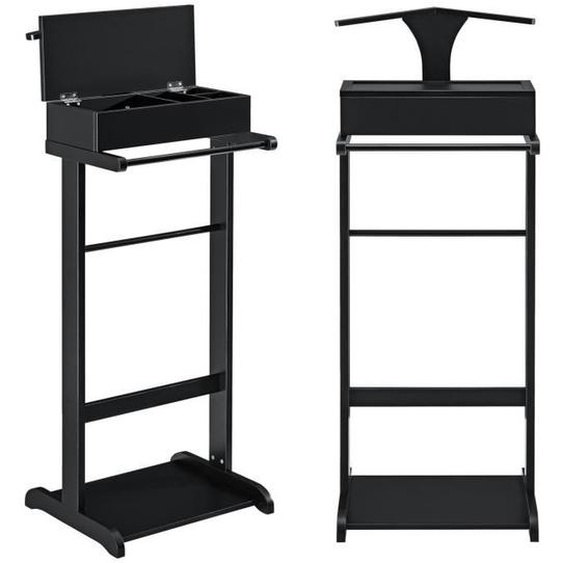 Valet de chambre avec boîte ouvrable avec 4 poches 43,5 x 34,5 x 110 cm MDF et arole noir