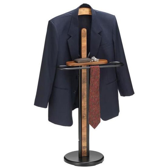 Valet de chambre FABIO chevalet de nuit portant pour vêtements, structure en métal laqué et finition en MDF effet vieux bois