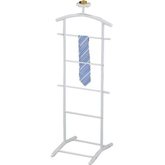 Valet de chambre - IDIMEX - ATRIX - Métal laqué blanc - Cintre et étagère vide-poche pratique