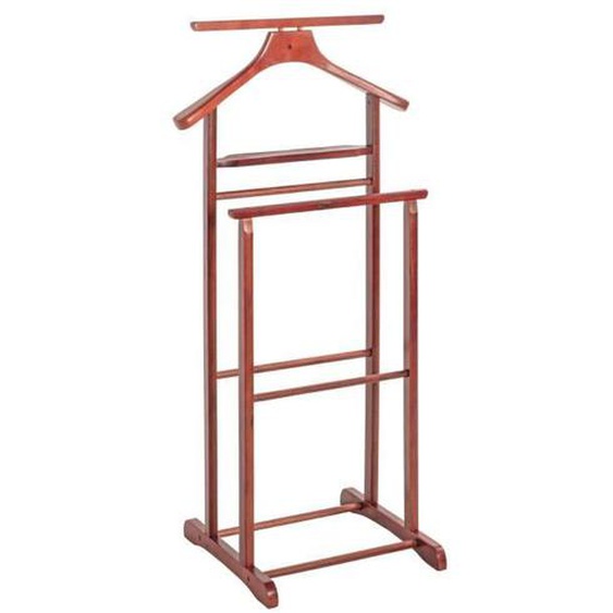 Valet de nuit double, valet de chambre en bois massif hévéa coloris cerisier - longueur 47 x profondeur 36 x hauteur 102 cm