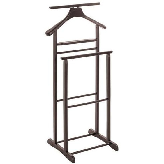 Valet de nuit double, valet de chambre en bois massif hévéa coloris tabac - longueur 47 x  profondeur 36 x hauteur 102 cm