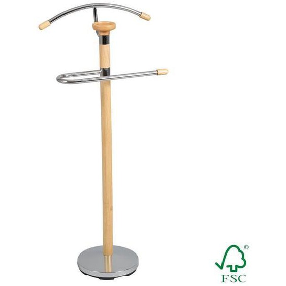 Valet de Nuit Naturel - ALTOBUY - Viridiana - Bois massif - Acier chromé - Certifié FSC