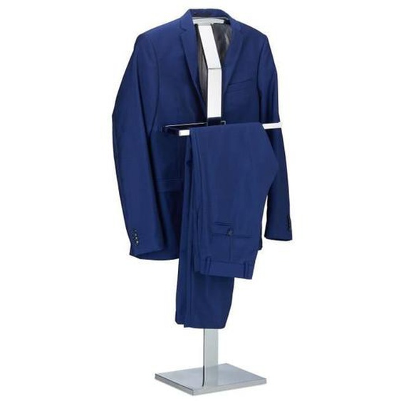 Relaxdays Valet de Nuit Portant à Vêtements Serviteur de Chambre Design Métal Sur Pied HLP 111x45x21cm, Argenté