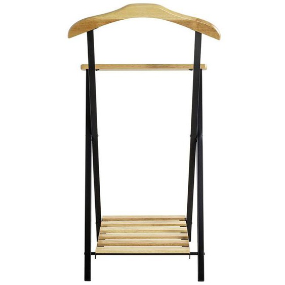 Valet de nuit , valet de chambre en bois massif coloris naturel et métal noir  -longueur 45 x profondeur 45 x hauteur 110 cm