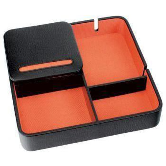 Valet de rangement - DULWICH - Cuir doublé orange - Pratique - Design contemporain - Pour adulte