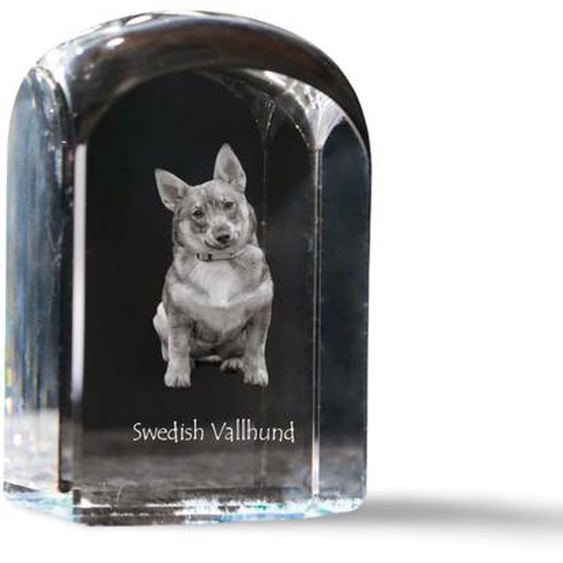 Valhund suédois - cube en cristal avec photo, photo de chien dans le cristal, bouton cubique sur papier de la marque Art-Dog