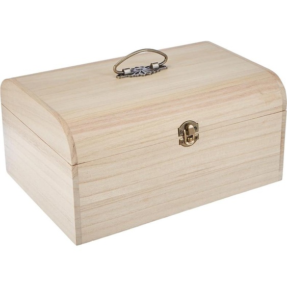 Valise en bois 295 x 205 x 14 cm - ferrures antiques - poignée et fermeture en métal - Valise de bricolage - Valise à outils - non laquée nature Boîte en bois