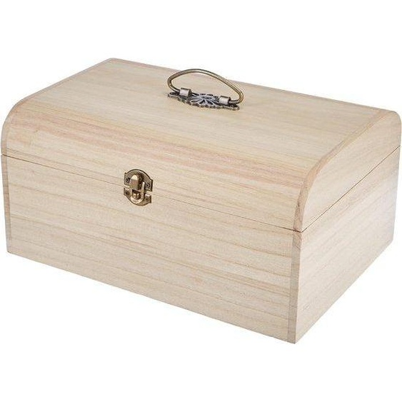 Valise en bois 295 x 205 x 14 cm - ferrures antiques - poignée et fermeture en métal - Valise de bricolage - Valise à outils - non laquée nature Boîte en bois