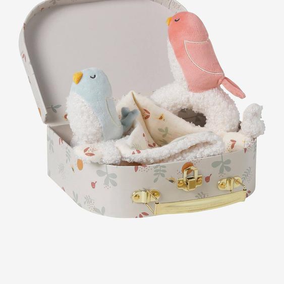 Valisette avec doudou personnalisable et hochet SAVANIA écru