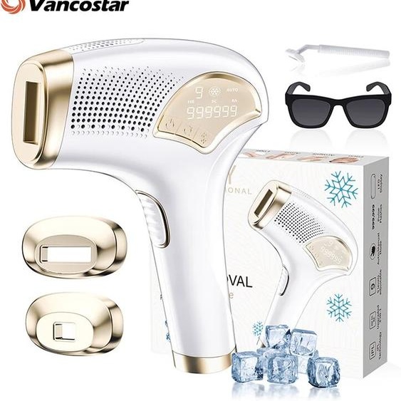 Vancostar Épilation Laser rafraîchissante 3 en 1 pour femmes, rajeunissement de lacné, 3 capuchons de lampe, tondeuse Bikini à domicile pour hommes, épilateur IPL