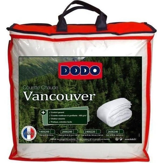 Vancouver Couette 220 x 240 cm - 400 g/m² - Blanc