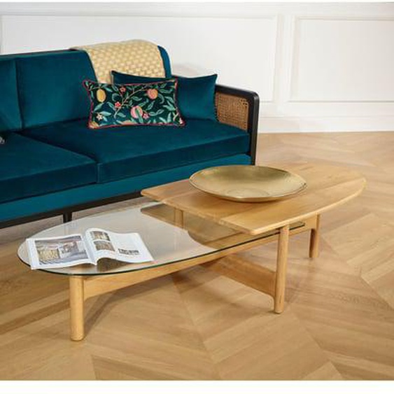 Table basse ovale en chêne et verre VANCOUVER