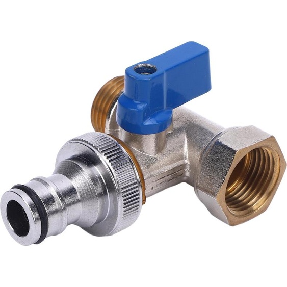 Vanne à bille quart de tour Raccord en T Butée angulaire en laiton G1/2 DN15 femelle et mâle NPT 3/8 pouce Interface de 15 mm