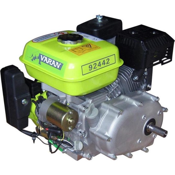 Varan Motors - 92442 Moteur à essence 6.5CV, 4.8KW avec embrayage à bain dhuile, réducteur 1/2, démarreur électrique, axe avec embrayage à clavette 19.96mm