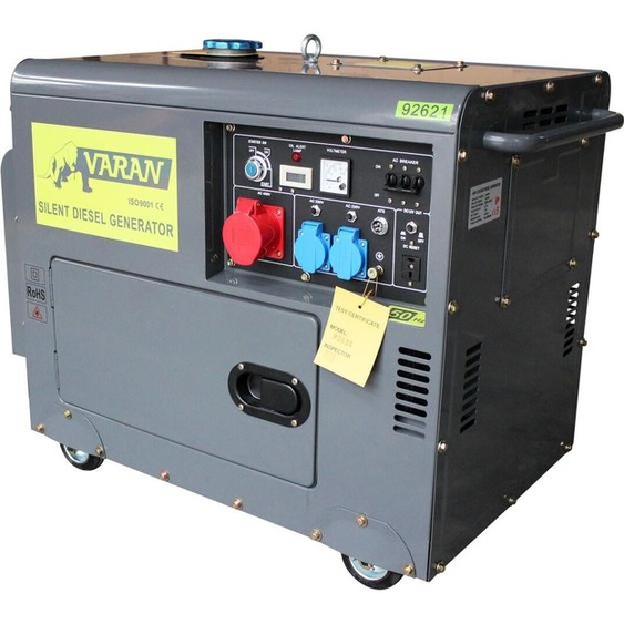Varan Motors - 92621-ATS Groupe électrogène Diesel 5.5kVA, 1 x 400V, 2 x 230V + Démarrage automatique ATS.