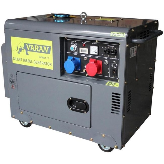 Varan Motors - 92623-ATS Générateur électrique Diesel insonorisé Groupe électrogène 5kVA 400V et 230V + ATS