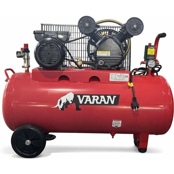 Varan Motors - BYV0178 Compresseur à entraînement par courroie 100 litres 2CV 1500W 1020rpm 194 l/min 8 bars
