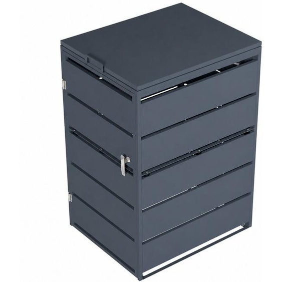 Varan Motors - SHWGC01501 Cache-poubelle extérieur en acier galvanisé anthracite 66x80x116 cm – Cache-conteneur Abri pour poubelle avec porte et couvercle