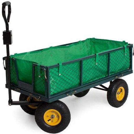 Varan Motors - TC1840A Chariot de jardin, remorque à main, avec bâche, cotés amovibles, Max 350Kg