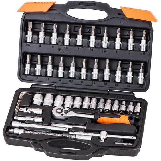Varan Motors - VT13011 Coffret clé à cliquets 46 pièces 1/4, jeu de douilles