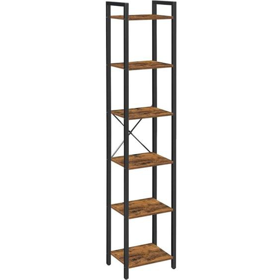 VASAGLE Bibliothèque 6 Niveaux, Étagère Livres, Meuble de Rangement ouvert, pour Bureau, Salon, Chambre, 30 x 40 x 186 cm, Marron
