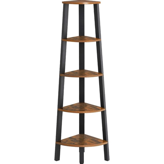 VASAGLE Étagère dangle, 5 étagères Design industriel Échelle Étagère avec cadre métallique pour salon Bureau Vintage