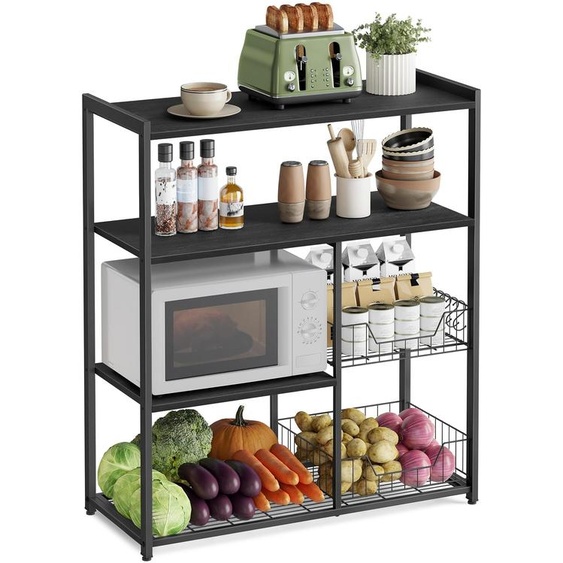 VASAGLE Étagère de cuisine, Étagère sur pied avec 2 paniers métalliques, 35 x 80 x 95 cm