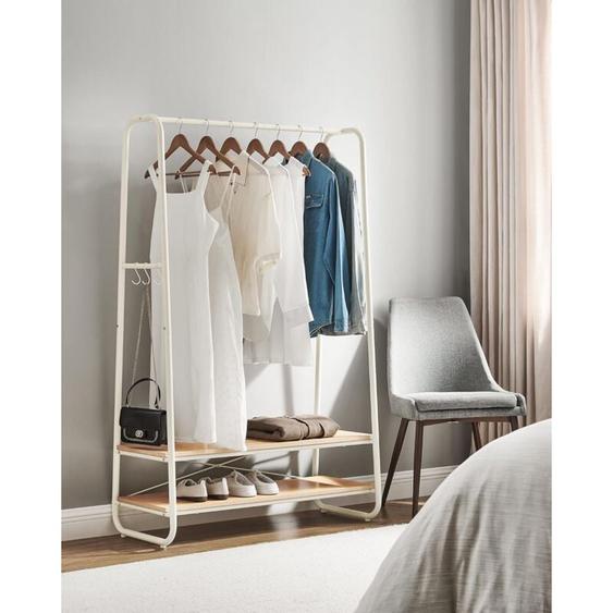 Vasagle - Portant à Vêtement, Porte-manteaux, Armoire, Vestiaire, avec 2 Étagères, 6 Crochets en Forme de s, Cadre en Acier, pour Chambre, Couleur