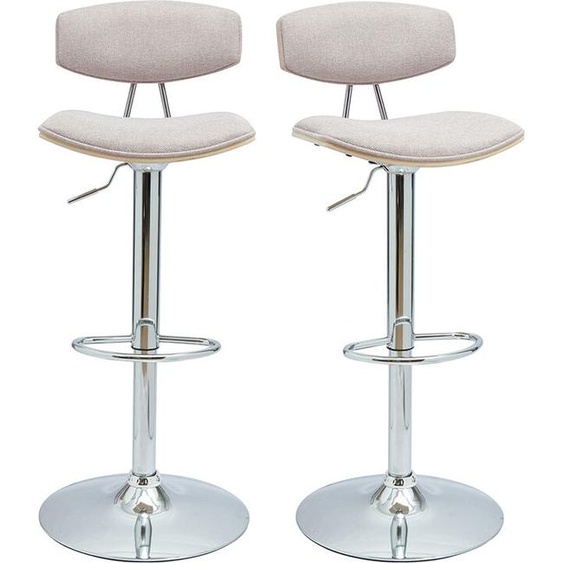 VASCO Tabourets de bar design réglables en tissu effet velours texturé beige et métal ( lot de 2 )