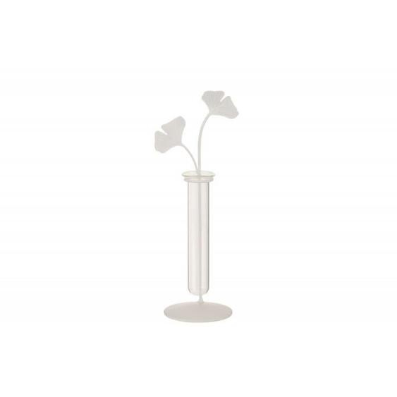VASE 1 PORTEUR FLEUR MET BLA Blanc