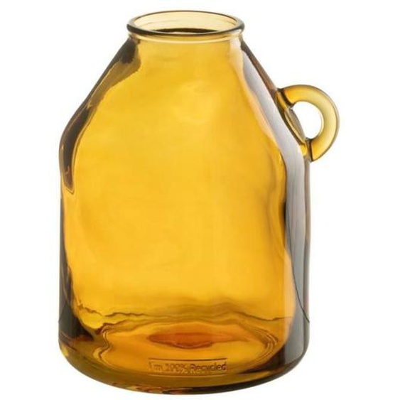Vase Anse en Verre - J-LINE - Bouteille - 25cm - Ocre - Contemporain Design