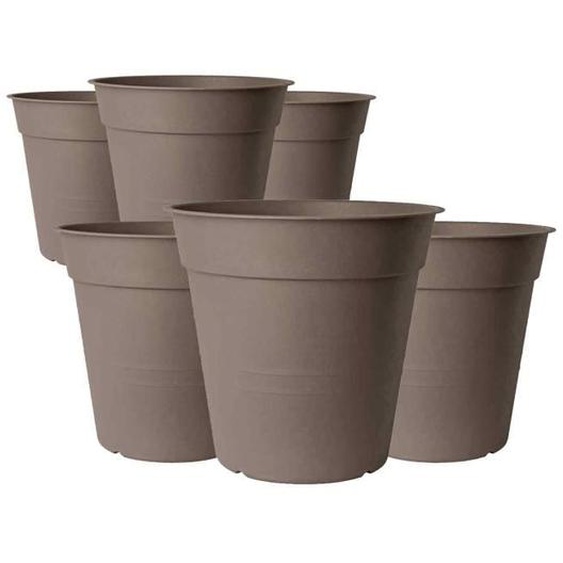 Vase - BAMA - Lot de 6 Vases Cappuccino - Design Élégant - Soucoupe Inclus - Drainage Optimal